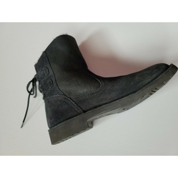 Ugg Naiyah Lace Back Genuine Shearling Boot Black Suede Size 8  #1020144 - Picture 7 of 10